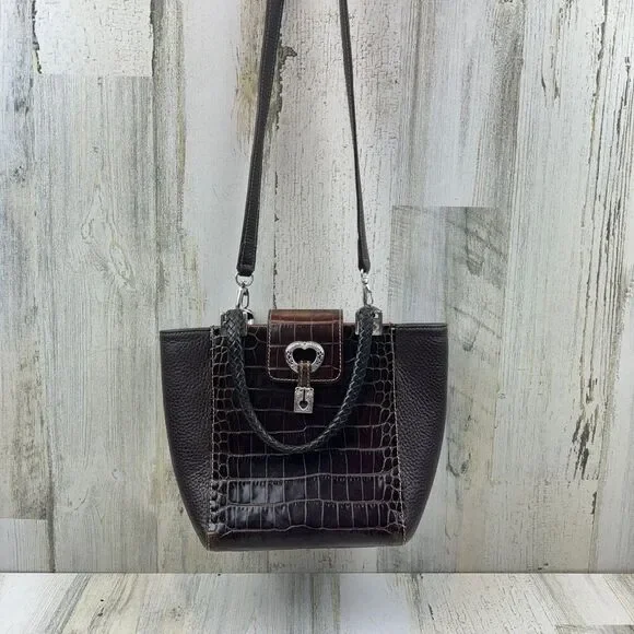 Brighton | Bags | Brighton Brown Leather Croc Print Shoulder  display picture 1